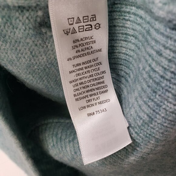 William Rast Dot Textured Dolman Sleeve V-Back Sweater L Aqua Blue - Picture 6 of 6